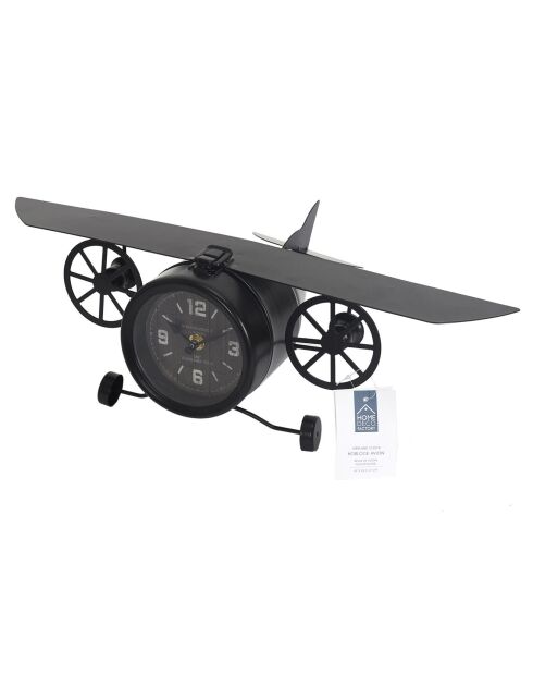 Horloge à poser avion vintage noir - 47x26x17 cm