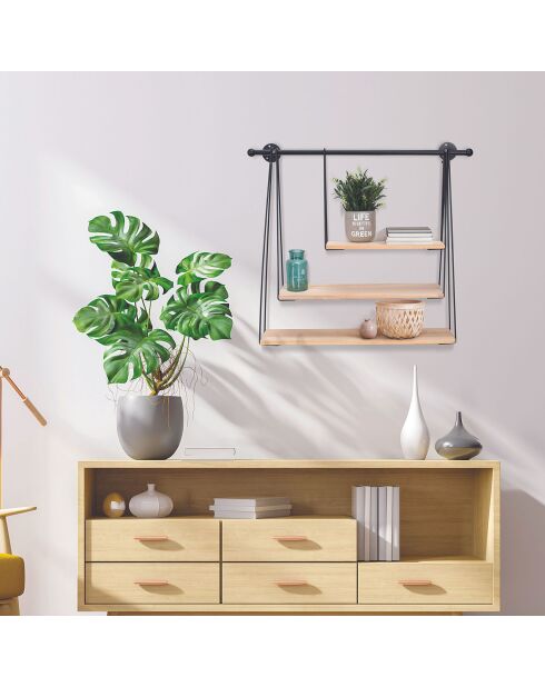 Étagère filaire murale balancelle noir - 65x62x20 cm