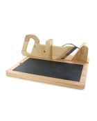 Affettatrice per salumi con vassoio in ardesia in legno/nero/acciaio inossidabile - 29,20x28,70x11,5 cm