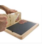Affettatrice per salumi con vassoio in ardesia in legno/nero/acciaio inossidabile - 29,20x28,70x11,5 cm