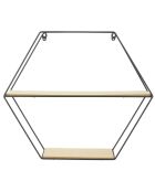 Étagère bois métal hexagonale beige/noir - 46x10x40 cm