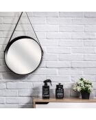 Miroir rond avec anse noir - 40x65.5 cm