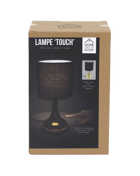 Zwart/gouden zwarte koperen aanraaklamp - 15x15x32,5 cm