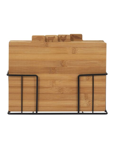 4 taglieri in bambù con base marrone/nera - 29x24 cm