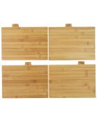 4 snijplanken van bamboe met bruin/zwarte basis - 29x24 cm