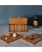 4 snijplanken van bamboe met bruin/zwarte basis - 29x24 cm