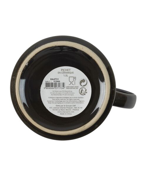 Pichet à eau noir - 1.5 L