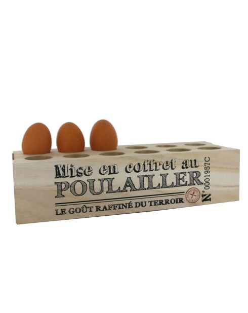 Boîte à oeufs 12 cavités bois/noir - 31.5x11.20x7.5 cm