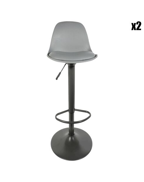 2 Tabourets de bar Isak gris - 38x41.5x104 cm