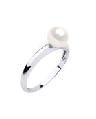 Bague Or Blanc & Perle d'Eau Douce ronde blanc naturel