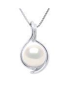 Doppelseitiger runder Süßwasserperlenanhänger aus Weißgold und Naturweiß