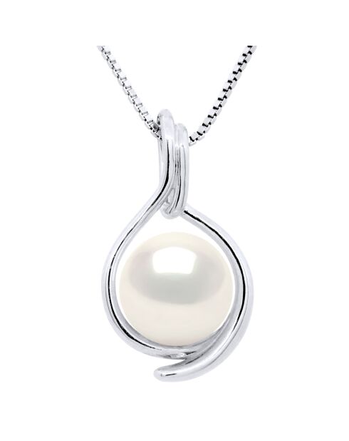 Dubbelzijdige witgouden en natuurlijke witte ronde zoetwaterparelhanger