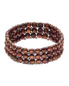Bracelet 3 Rangs Acier & Perles d'Eau Douce rondes marron