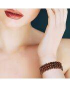 Bracelet 3 Rangs Acier & Perles d'Eau Douce rondes marron