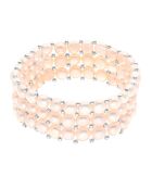 Bracelet 3 Rangs Acier & Perles d'Eau Douce rondes rose naturel