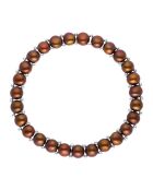 Bracelet Rang Acier & Perles d'Eau Douce rondes marron