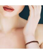 Bracelet Rang Acier & Perles d'Eau Douce rondes marron