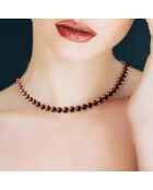 Collana in acciaio e perle d'acqua dolce marroni rotonde