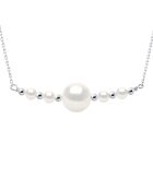 Collier Argent Rhodié & Perles d'Eau Douce rondes blanc naturel