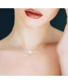 Collier Argent Rhodié & Perles d'Eau Douce rondes blanc naturel