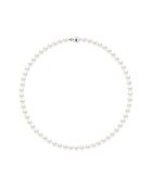 Collier Rang Argent Rhodié & Perles d'Eau Douce rondes blanc nacre naturel