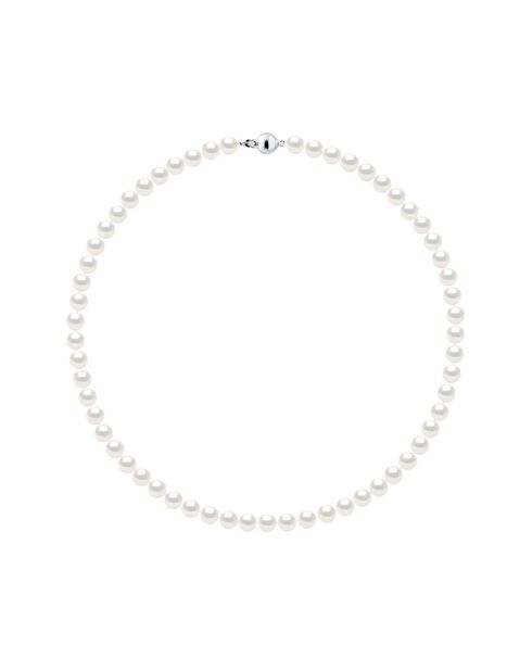 Collana a fili in argento rodiato e perle d'acqua dolce rotonde in madreperla naturale bianca