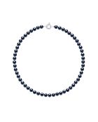 Halskette mit runden Süßwasserperlen aus Rhodiumsilber und Schwarz