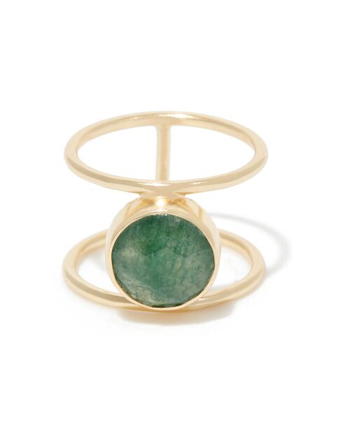 Bague Nicole Aventurine en laiton doré