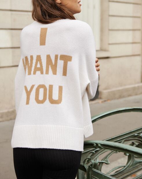 Pull en Laine mélangée Peanuts écru