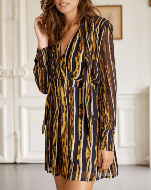 Robe Royaume imprimée noir/jaune