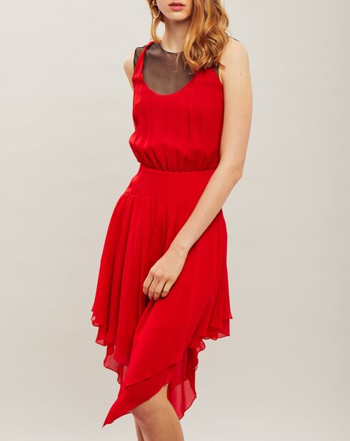 Robe midi 100% Soie rouge