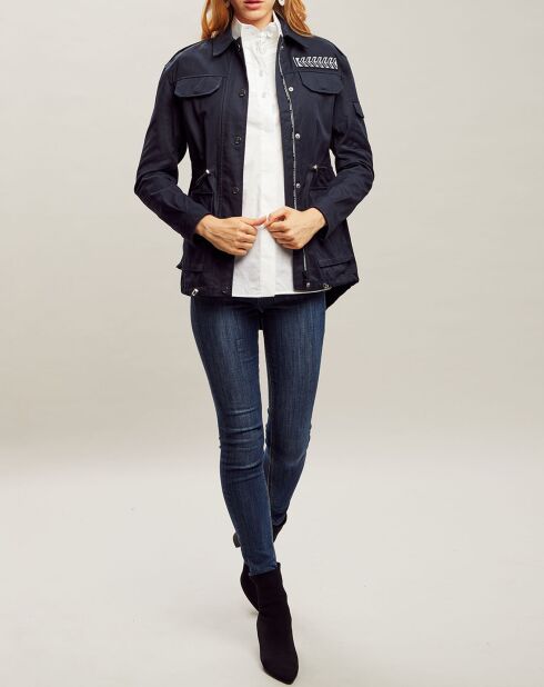 Giacca sahariana blu navy militare