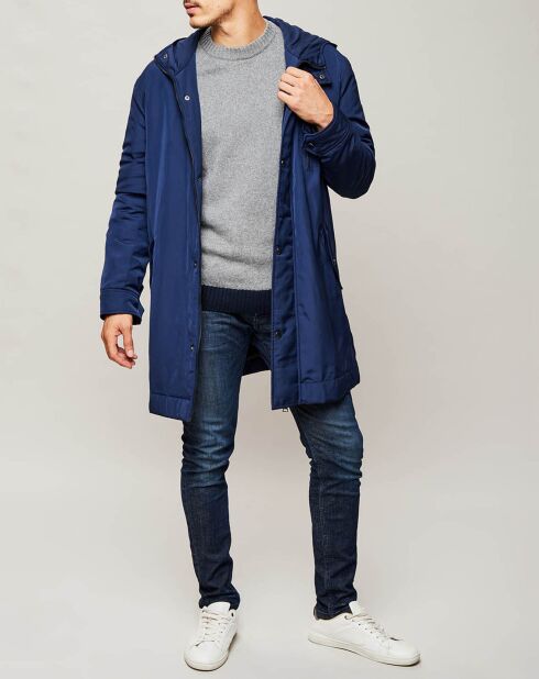 Parka à capuche bleu marine