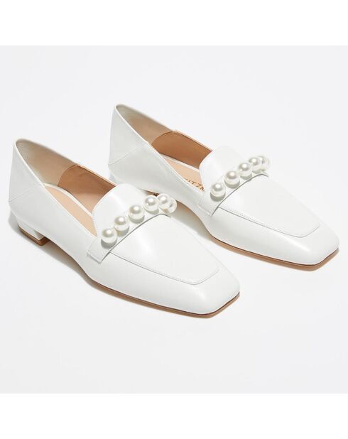 Mocassins en Cuir Mickee Pearls blancs