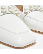 Mocassins en Cuir Mickee Pearls blancs