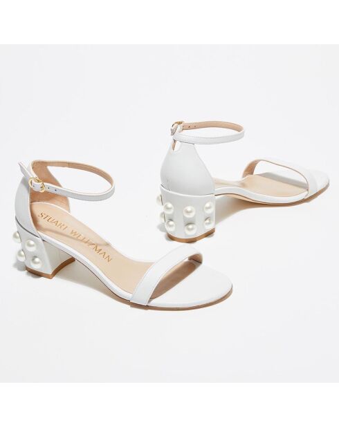 Sandales en Cuir Simple Pearls blanches - Talon 6,5 cm
