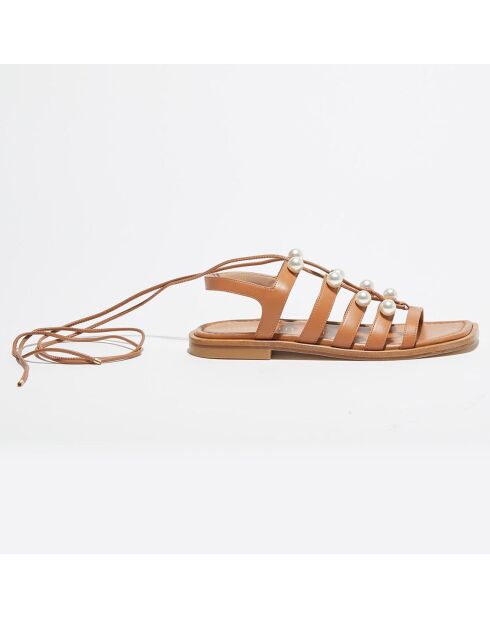 Sandales en Cuir Goldie Lace-Up camel