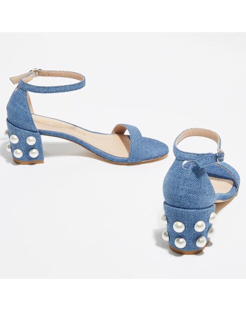 Sandales en Denim Simple Pearls bleues - Talon 6,5 cm