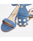 Sandales en Denim Simple Pearls bleues - Talon 6,5 cm