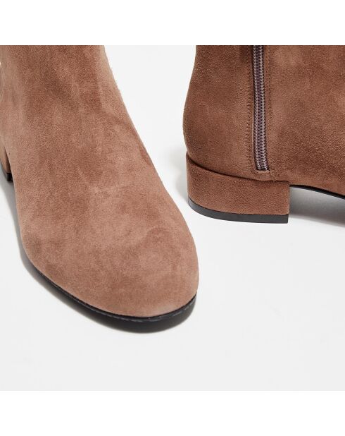 Bottines en Velours de Cuir Quartz taupe