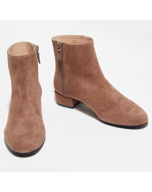 Bottines en Velours de Cuir Quartz taupe