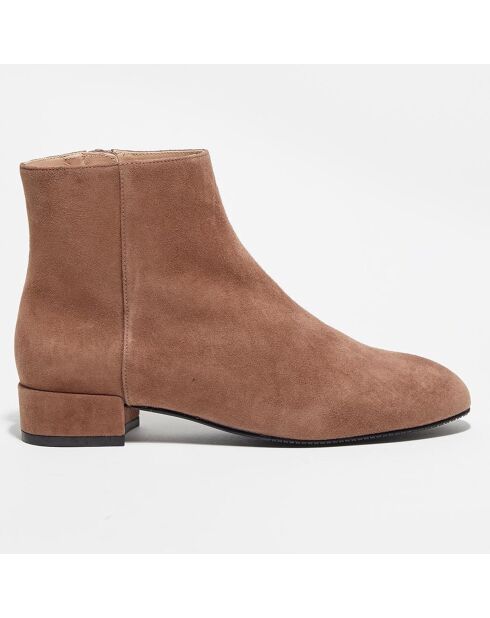 Bottines en Velours de Cuir Quartz taupe