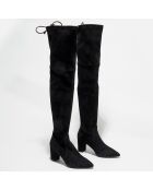 Cuissardes en Velours de Cuir Lesley noires - Talon 7,5 cm