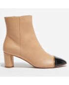 Bottines en Cuir Violene beiges - Talon 6 cm