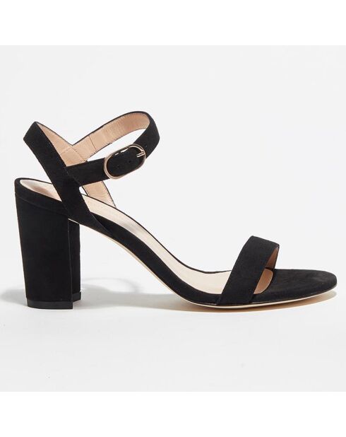 Sandales en Velours de Cuir Taliana noires - Talon 8 cm