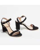 Sandales en Velours de Cuir Taliana noires - Talon 8 cm