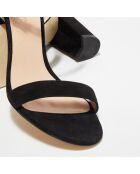 Sandales en Velours de Cuir Taliana noires - Talon 8 cm