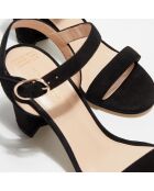 Sandales en Velours de Cuir Taliana noires - Talon 8 cm