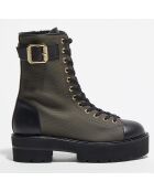 Boots en Cuir & Textile Ryder kaki/noir - Talon 5 cm