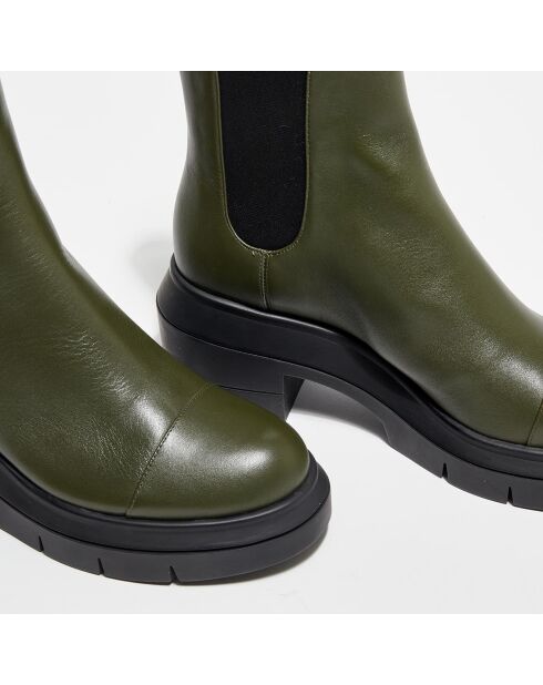 Chelsea Boots en Cuir Norah kaki - Talon 7,5 cm